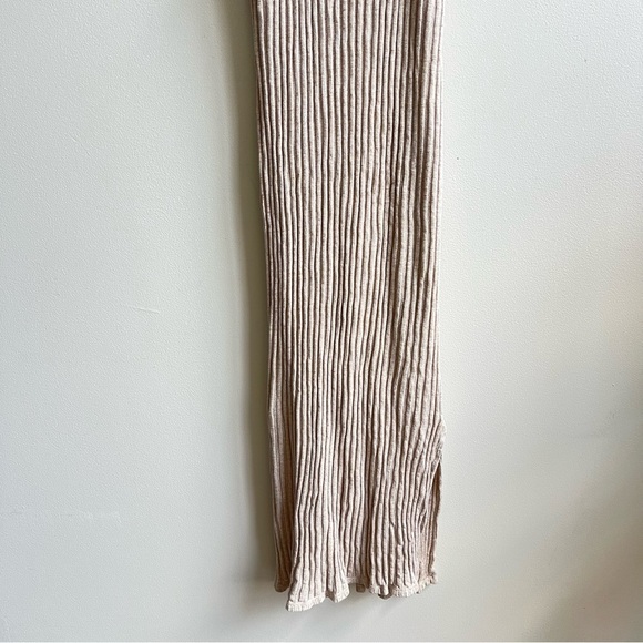 Massimo Dutti Ribbed Stretch Knit Sleeveless Maxi Dress Womens Size Medium Beige - Picture 10 of 10